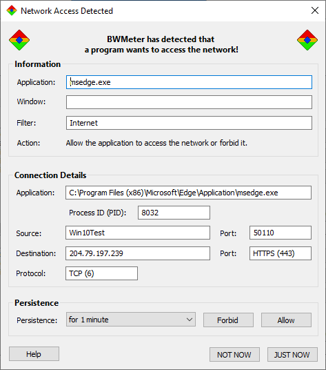BWMeter firewall dialog